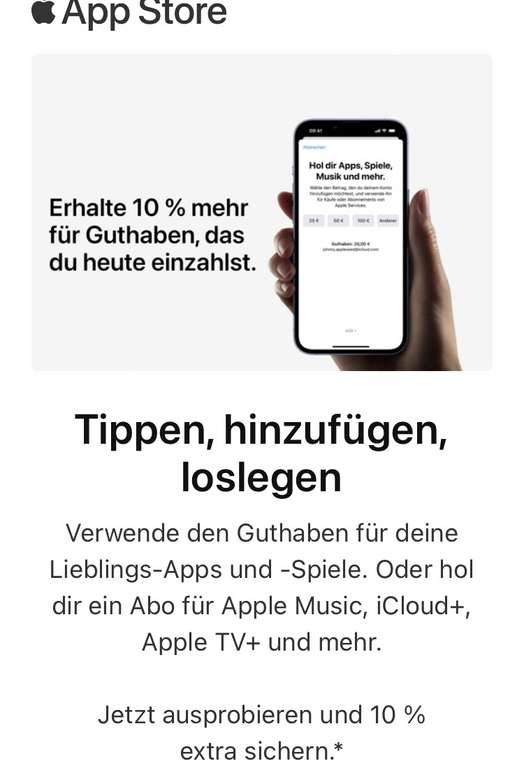 10% Bonus auf iTunes Guthaben direkt bei Apple