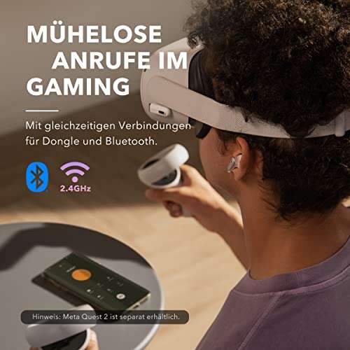 Anker Wireless Gaming Earbuds VR P10 für VR Brillen mit USB C Dongle konzipiert für Meta
