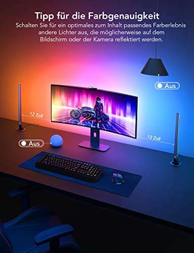 Govee DreamView G1 Pro Gaming Light, Neon LED Strip & Lightbar mit Kamera, WiFi RGBIC Hintergrundbeleuchtung für 24-32 Zoll PC, Alexa & App