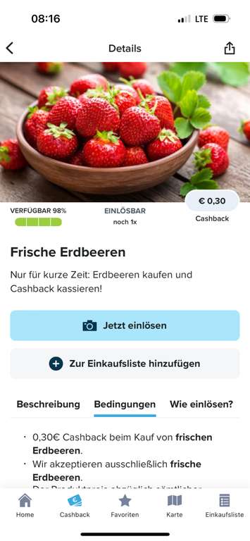 ~Kaufland~ Erdbeeren 500g Schale im Angebot und Marktguru 0,30€ Cashback