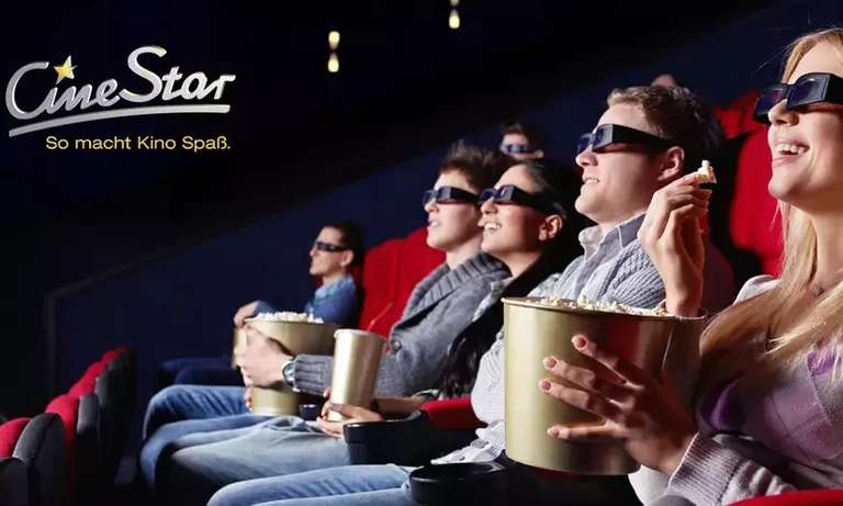 6 Kinotickets für CineStar | 6,60€ / Ticket | für 2D Filme inkl. Film- und Sitzplatzzuschläge | bis 31.05.2024.
