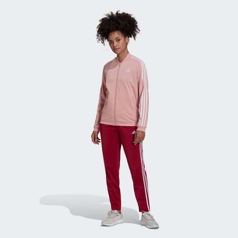 Adidas Essentials 3-Stripes Jogginganzug für Damen in legacy burgundy / white (Gr. XS - M)