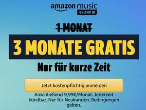 Amazon Music Unlimited - 3 Monate gratis (Neukunden, Kündigung erforderlich)