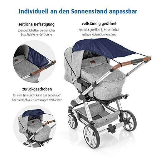 [Prime] reer ShineSafe Sonnensegel für den Kinderwagen, Sonnenschutz für viele Modelle, blau