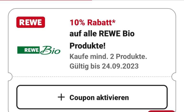 [Rewe App] 10% Rabatt (mehrfach einlösbar) auf Rewe Bio beim Kauf von mindestens 2 Bio Produkten + Kombi mit Mehrfach-Payback-Punkte