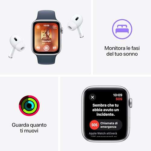 Apple Watch SE 2022 GPS 44 mm Sportarmband (M/L) Mitternacht