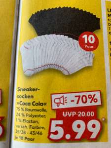 [Kaufland] Sneaker Socken „Coca Cola“ je 10 Paar nur 5,99€ (Stückpreis 0,60€)