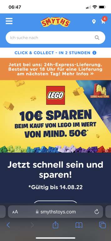 Lego 10€ sparen beim Kauf von Lego ab 50€ Nur noch heute Lokal nutzbar! Amazon zieht teilweise mit.