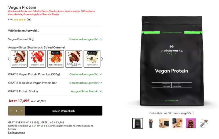 GRATIS Vegan Bar, Pancakes und Protein Shaker beim Kauf von 1kg Vegan Protein
