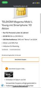 Freenet Telekom Magenta Mobil L Young mit Smartphone 10 Aktion 80 GB + 300€ Saturn-Coupon