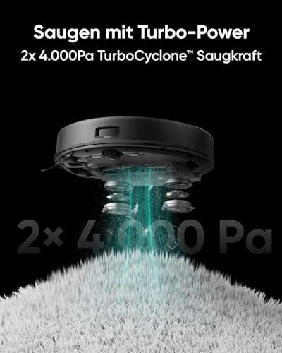 [Prime] eufy Clean X8 Pro Saugroboter mit Wischfunktion (2x 4000Pa, LDS-Kartografie, Hinderniserkennung, entwirrungsfreie Bürste, WLAN, App)