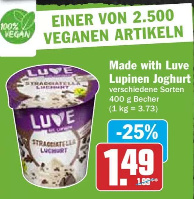 [HIT] LUVE veganer Lughurt versch. Sorten 400g für 0,99 € (Angebot + Coupon) - vegan