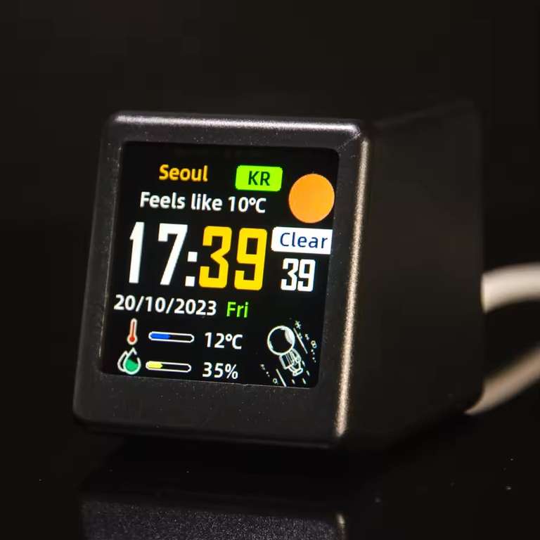 GeekMagic Smalltv PRO Desktop-Uhr – Krypto-Ticker, Aktienkurse, Wetter & Währungsumrechner – Per WLAN, USB-C, Schwarz