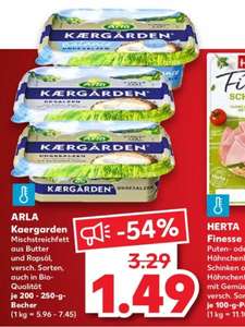 Kaufland regional: 250g Becher Arla Kaergarden Mischstreichfett aus Butter & Rapsöl, verschiedene Sorten verfügbar