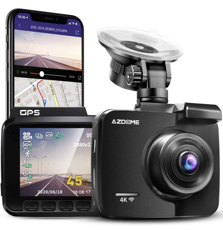 AZDOME Dashcam/Autokamera GS63H mit 4K Auflösung WiFi GPS 170° Weitwinkelobjektiv Nachtsicht