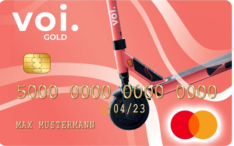 Gebührenfreie VOI Mastercard Gold - 6 Freifahrten zum Start