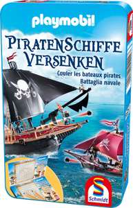Schmidt Spiele 51429 Playmobil, Piratenschiffe versenken, Bring Mich mit Spiel in der Metalldose, bunt (Offline Zimmermann)