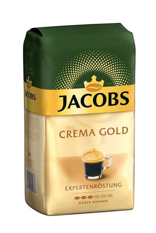 Jacobs Kaffeebohnen Expertenröstung Crema Gold, 1 kg Bohnenkaffee, Stärke 3/6 [Prime Spar-Abo]