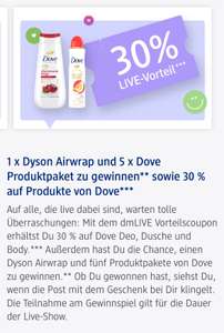 [DM] Live-Vorteil: 30% auf Dove Produkte (Deo, Dusche & Body)