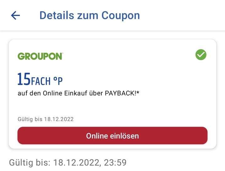 [Payback / Groupon] 15-fach Punkte bei Groupon über Payback = 7,5% Cashback / ideal zur Adidas- bzw Aral-Supercard-Aktion