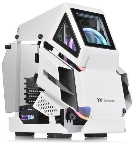 Thermaltake AH T200 Micro-ATX PC-Gehäuse Weiß - 4mm Tempered Glass Seitentüren, 280mm AIO-Support, GPU bis 320mm, 5 Slots, USB-C 3.1 Gen2