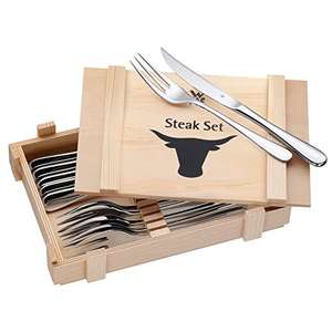[Amazon/Müller] WMF Steakbesteck 12-teilig Cromargan Edelstahl poliert, Grillbesteck in Holzkiste