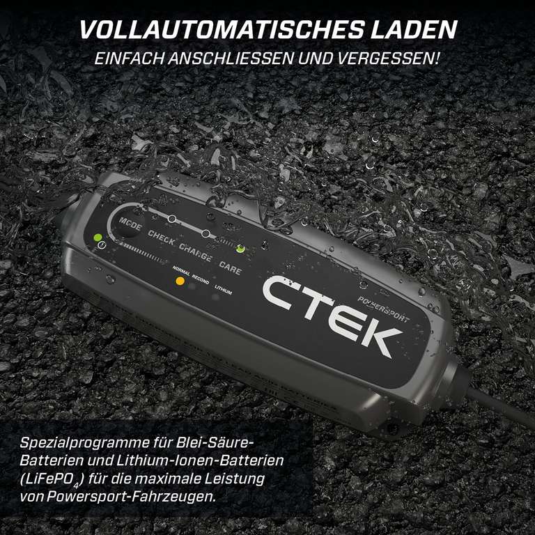 CTEK CT5 Powersport Ladegerät 12V, LiFePO4, AGM, Lithium Ionen für Motorrad, Quad-Bike.. 5–25 Ah