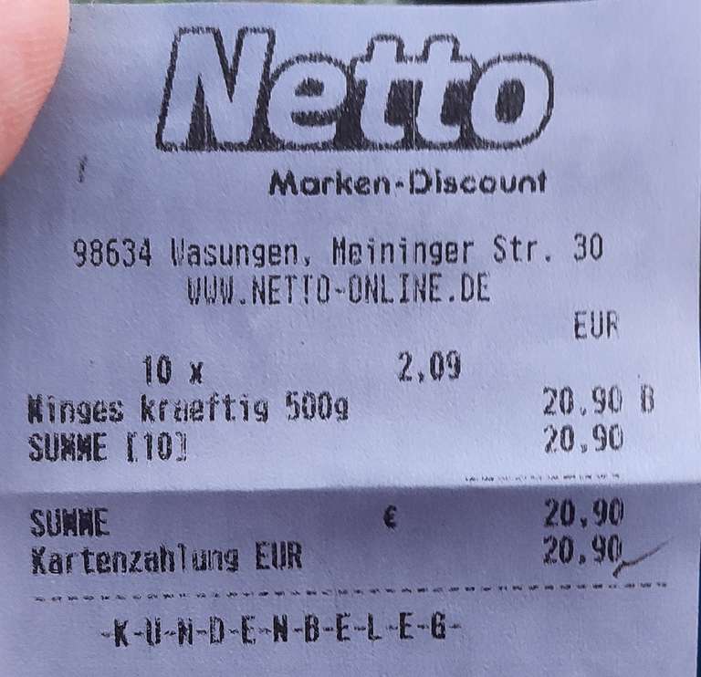 Netto Lokal - Minges Kaffee - Kräftig und Klassisch statt 3,33€ am Regal für 2,09€