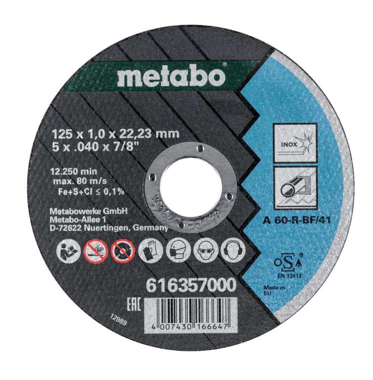 Metabo Trennscheiben SP 125 X 1,0 X 22,23 Mm Inox TF 41 – 10 Stück Für Edelstahl – Eisen/schwefel/chlorfrei