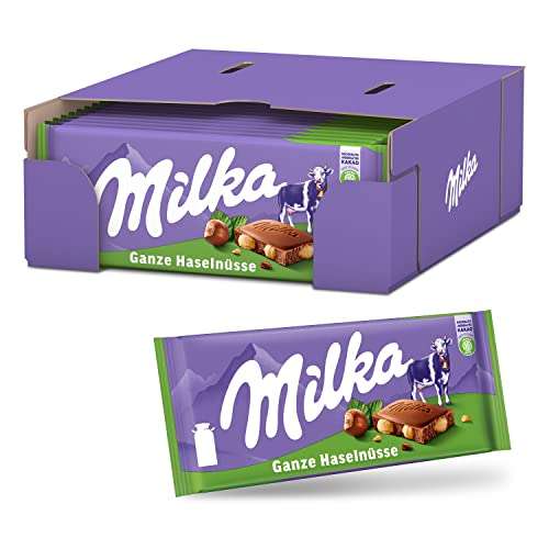 [PRIME/Sparabo] Milka Ganze Haselnüsse 17 x 100g, Alpenmilch Tafelschokolade mit ganzen Haselnüssen (6,31€/kg)