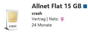 (SIM only D1-Netz) 15 GB Allnet Flat -Telekom-Netz (eff. 12,82 € / Monat) 25,0 MBit/s LTE (Crash-Tarif)