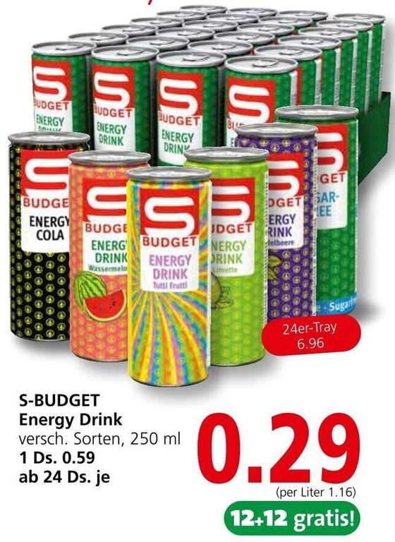 S-BUDGET Energy Drink versch. Sorten 250ml [Österreich]