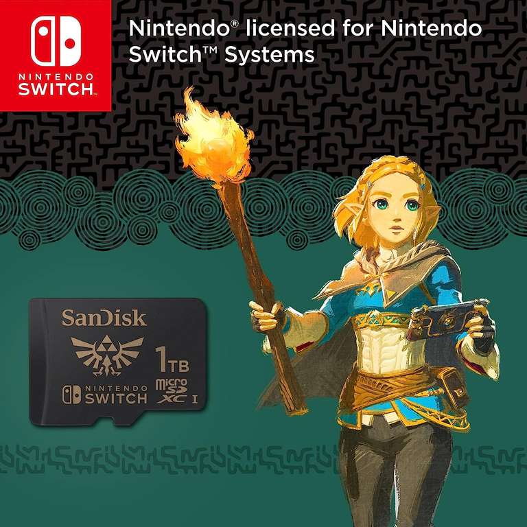 (PrimeDays) SanDisk microSDXC UHS-I Speicherkarte für Nintendo Switch Zelda Edition 1 TB (U3, Class 10, 100 MB/s Übertragung)