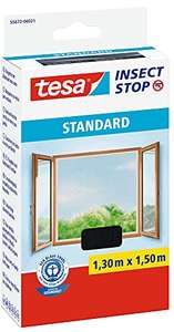 Tesa Insect Stop Standard Fliegengitter für Fenster. Insektenschutz ohne Bohren, Anthrazit - 130 cm x 150 cm - prime