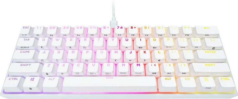 CORSAIR K65 RGB MINI 60% Mechanische Gaming-Tastatur – CHERRY MX SPEED – Tastaturlayout: QWERTY - Weiß