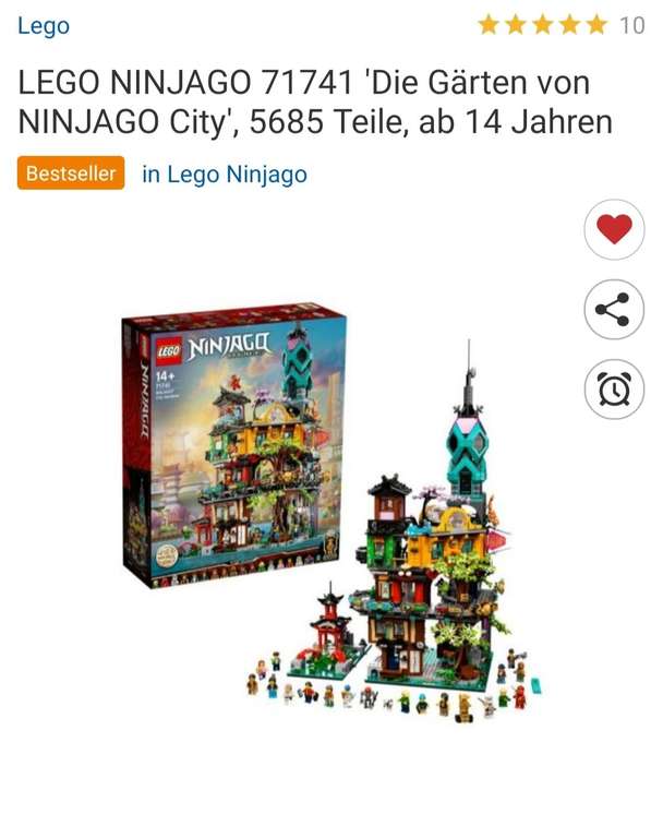 CHECK24 LEGO NINJAGO 71741 'Die Gärten von NINJAGO City', 5685 Teile Bestpreis!