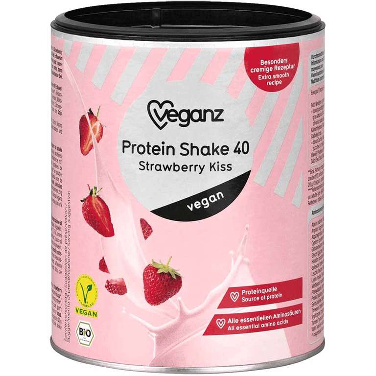 3x 300g Veganz Bio Protein Shake 40 Strawberry Kisss (MHD: 3.2.22)