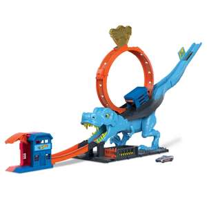 [Prime oder Otto Up] Hot Wheels Autorennbahn T-Rex Angriff |Geschicklichkeitsspiel mit Looping Track | Spielzeug ab 4 Jahre, HNP77