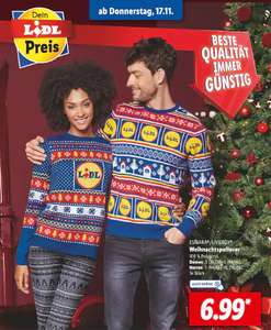 LIDL ESMARA Weihnachtspullover / Ugly Sweater für Männer und Frauen, Online und Offline (nur 6,99 Euro in der Filiale)