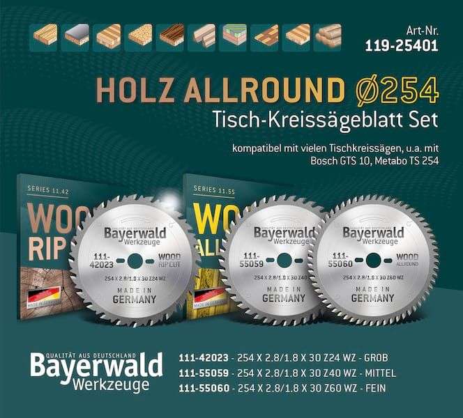Bayerwald Holz Allround 254er Set, z.B. für Bosch GTS 10XC