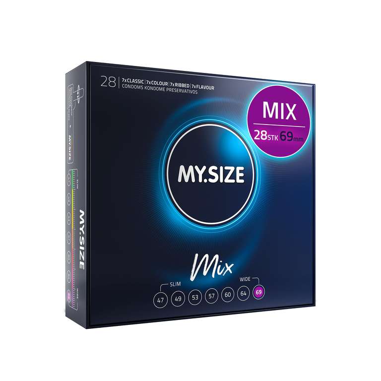 My.Size Mix Kondome Größe 2-7, 49-69 mm, Großpackung, Inhalt 28 Stück (Prime Spar-Abo)