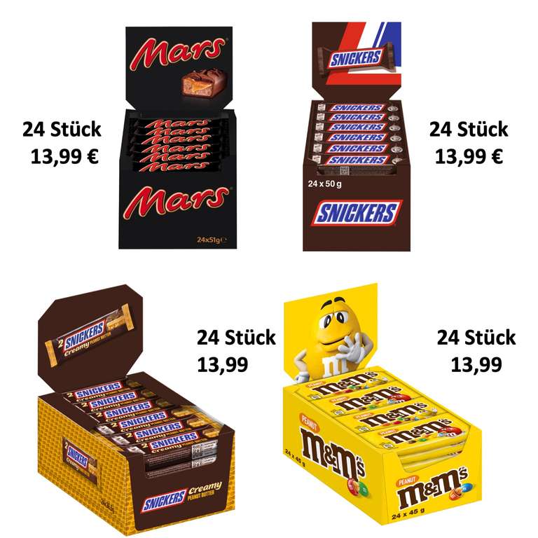 Mars Kollektion – 4 verschiedene Mars Produkte für 13,99 pro 24er Karton