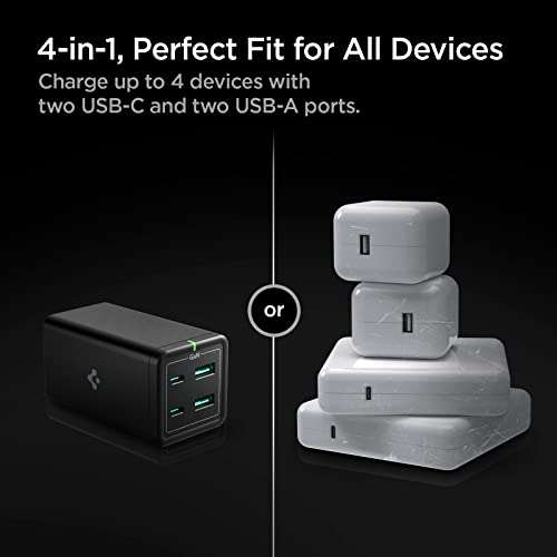 [Amazon] Spigen 120W USB C 4-Port Ladegerät, QC, PD (2x USB-A | 2x USB-C) [Verkäufer: SpigenEU]