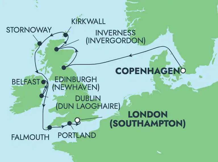 Kreuzfahrt Norwegian Dawn 10 Nächte ab Kopenhagen / bis Southampton ab 443,10 Euro ohne Einzelkabinenzuschlag (02.7-12.7)