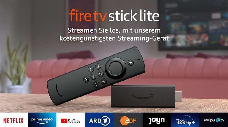 Amazon Fire TV Stick Lite mit Alexa-Sprachfernbedienung Lite (ohne TV-Steuerungstasten) | HD-Streaminggerät (Prime)