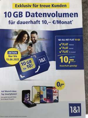 Handyvertrag 1&1 Bestandskunden für 10€ im Monat