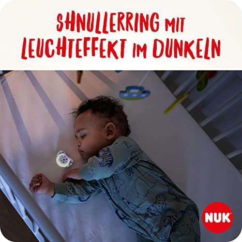 (Prime) NUK Star Babyschnuller | Day & Night Schnuller | BPA-freies Silikon | 6–18 Monate | Green Crocodile | 2 Stück | leuchtet im Dunkeln