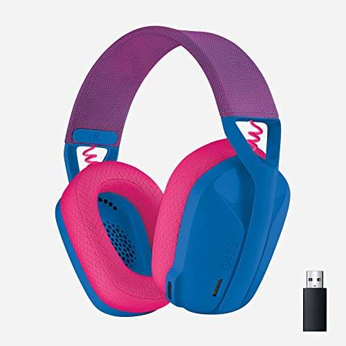 Logitech G435 LIGHTSPEED Kabelloses Bluetooth-Gaming-Headset, Leichte Over-Ear-Kopfhörer, Integrierte Mikrofone, 18h Akku - Blau