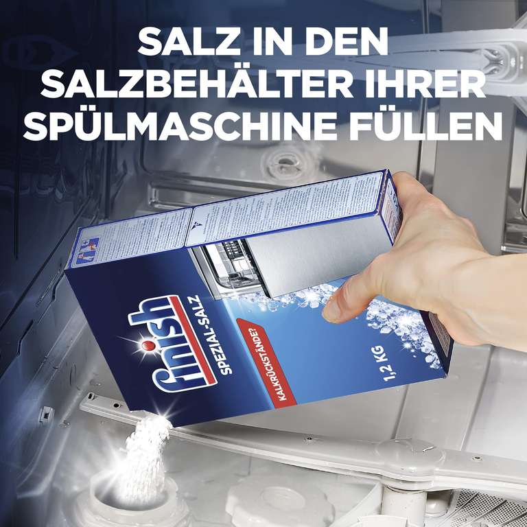 Finish Spezial-Salz – Spülmaschinensalz zum Schutz vor Kalkablagerungen und Wasserflecken – Multipack mit 8 x 1,2 kg (Prime Spar-Abo)