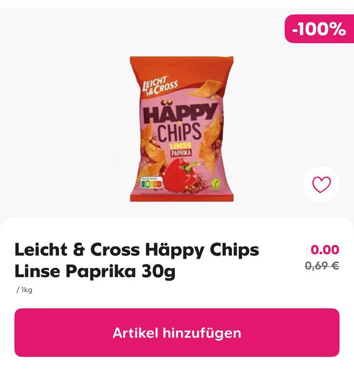 [Flink] Gratis Leicht & Cross Häppy Chips - MBW 15€ - (Lokal & Personalisiert?)
